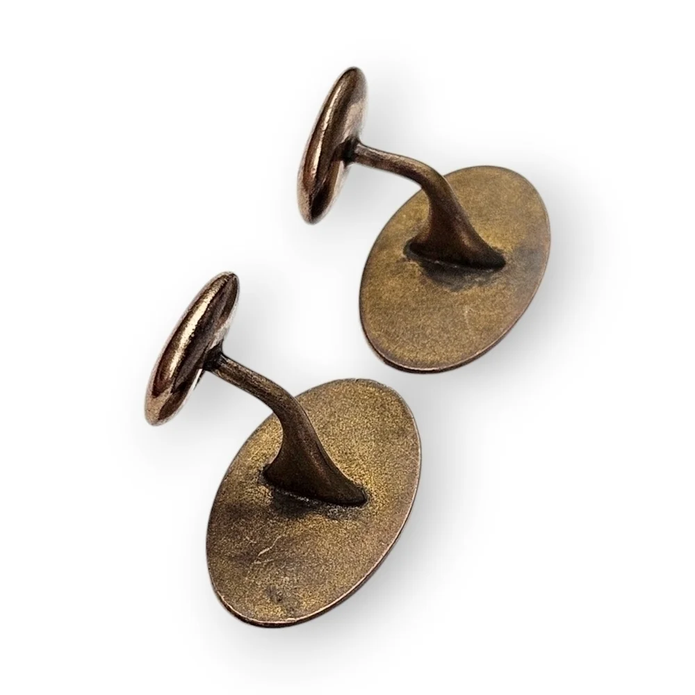 Antique Edwardian Cufflinks G Initial Monogram Gold Fill Oval Bean Back Pebon